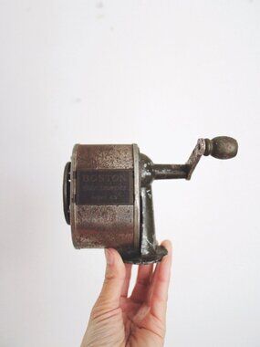 Vintage Boston Manual Pencil Sharpener Wall-Mount Metal Office Tool Mid Century